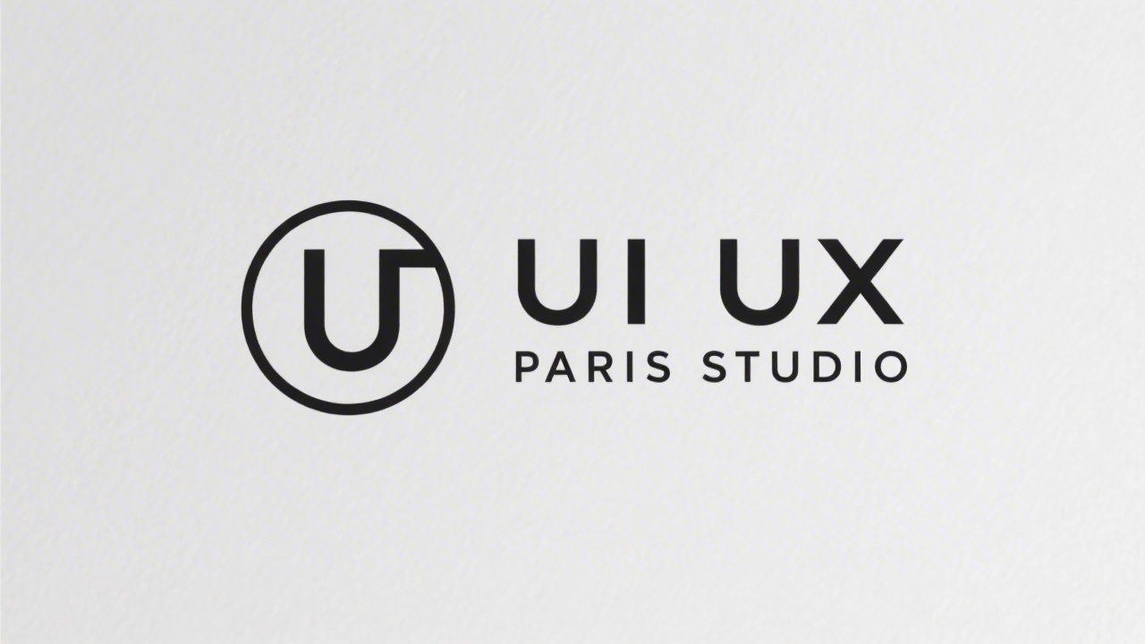 Minimalist logotype UIUX Paris Studio presented with crisp sans-serif typography and circular monogram evoking precision and clarity.